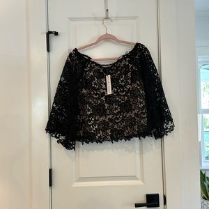 Alice + Olivia Black Lace Top